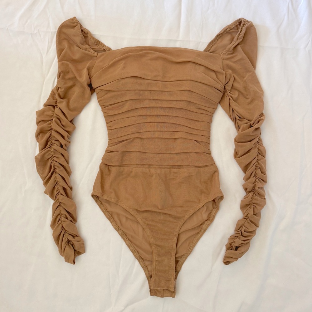 Princess Polly Tan Ruched Bodysuit - Size 4